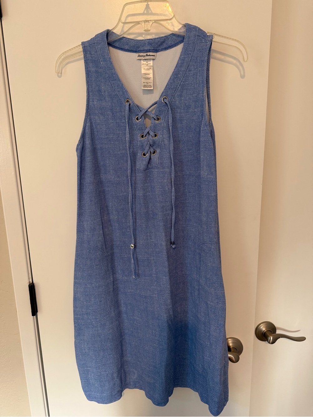 Tommy Bahama Lace-Up Sleeveless Dress/Swim Coverup in Blue Size L